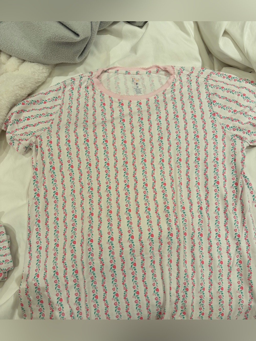 Roller Rabbit Pink Floral Stripe Short-Sleeve Pajama Top